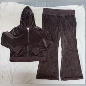 Women’s Aerie Kick-It Flare High Wasted Pant & Velour Zip Up Cropped Hoodie XXL